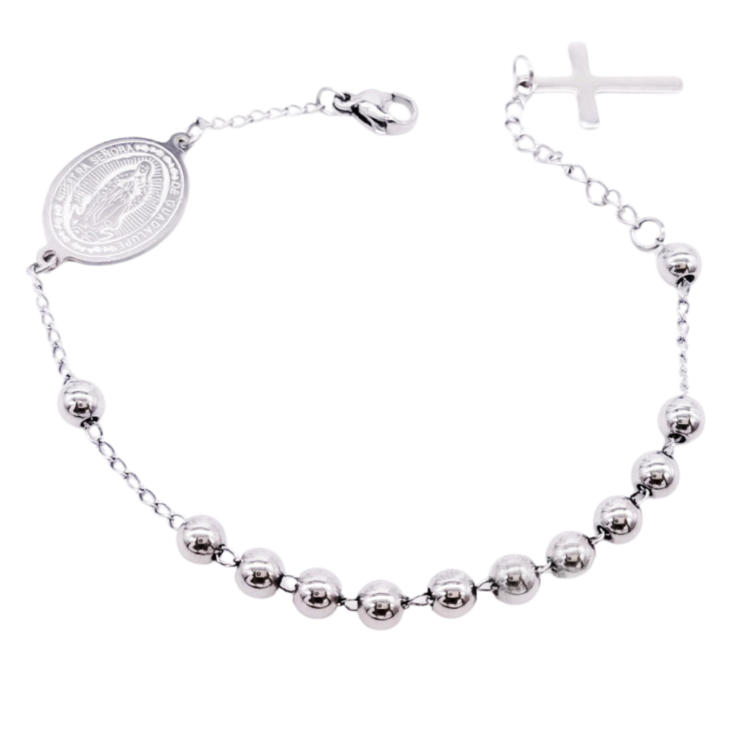 Silver Plated Our Lady of Guadalupe Decade Rosary Bracelet – Symbol of Grace