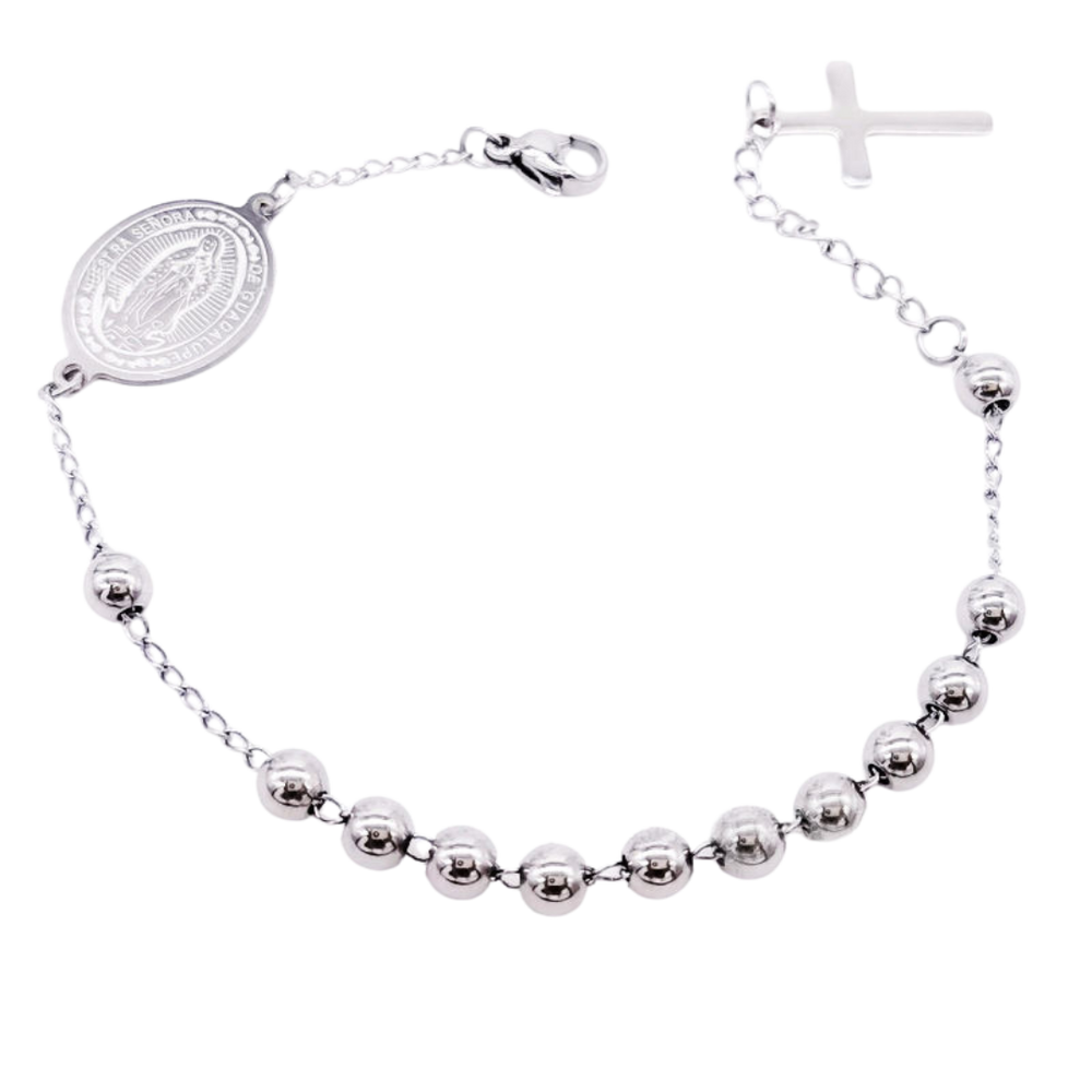 Silver Plated Our Lady of Guadalupe Decade Rosary Bracelet – Symbol of Grace