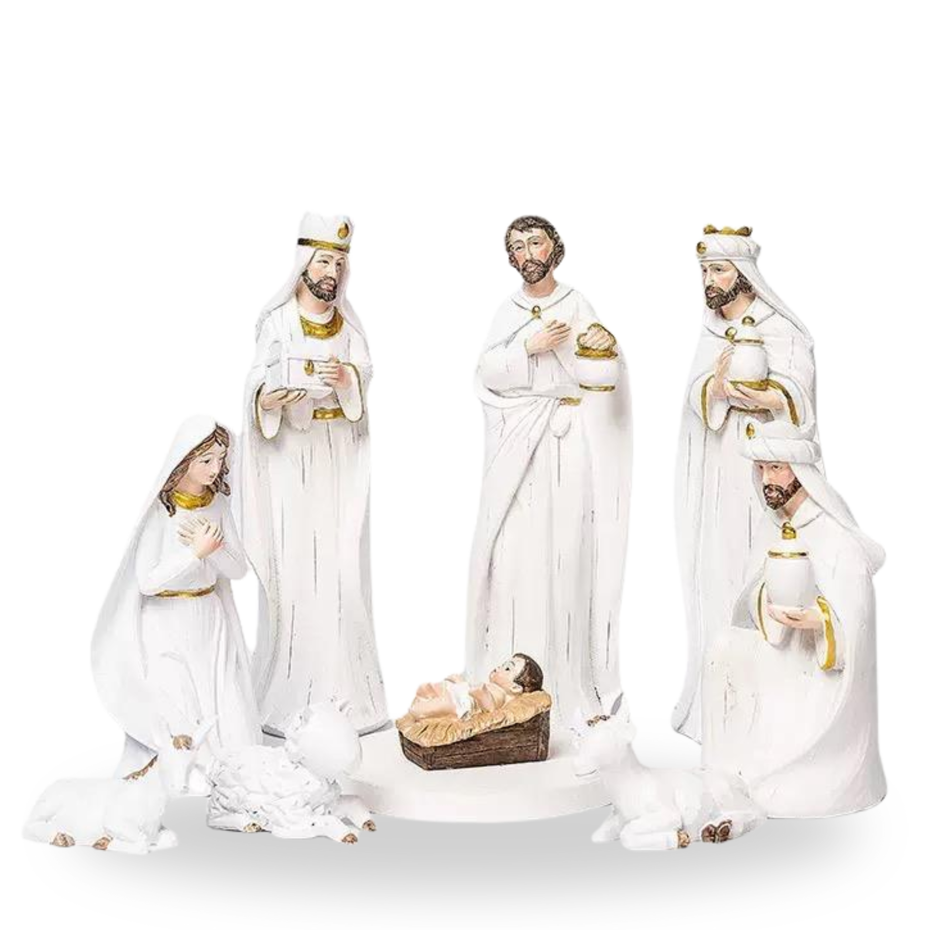 Premium Resin Nativity Set - Timeless White, with Hand-Painted Details