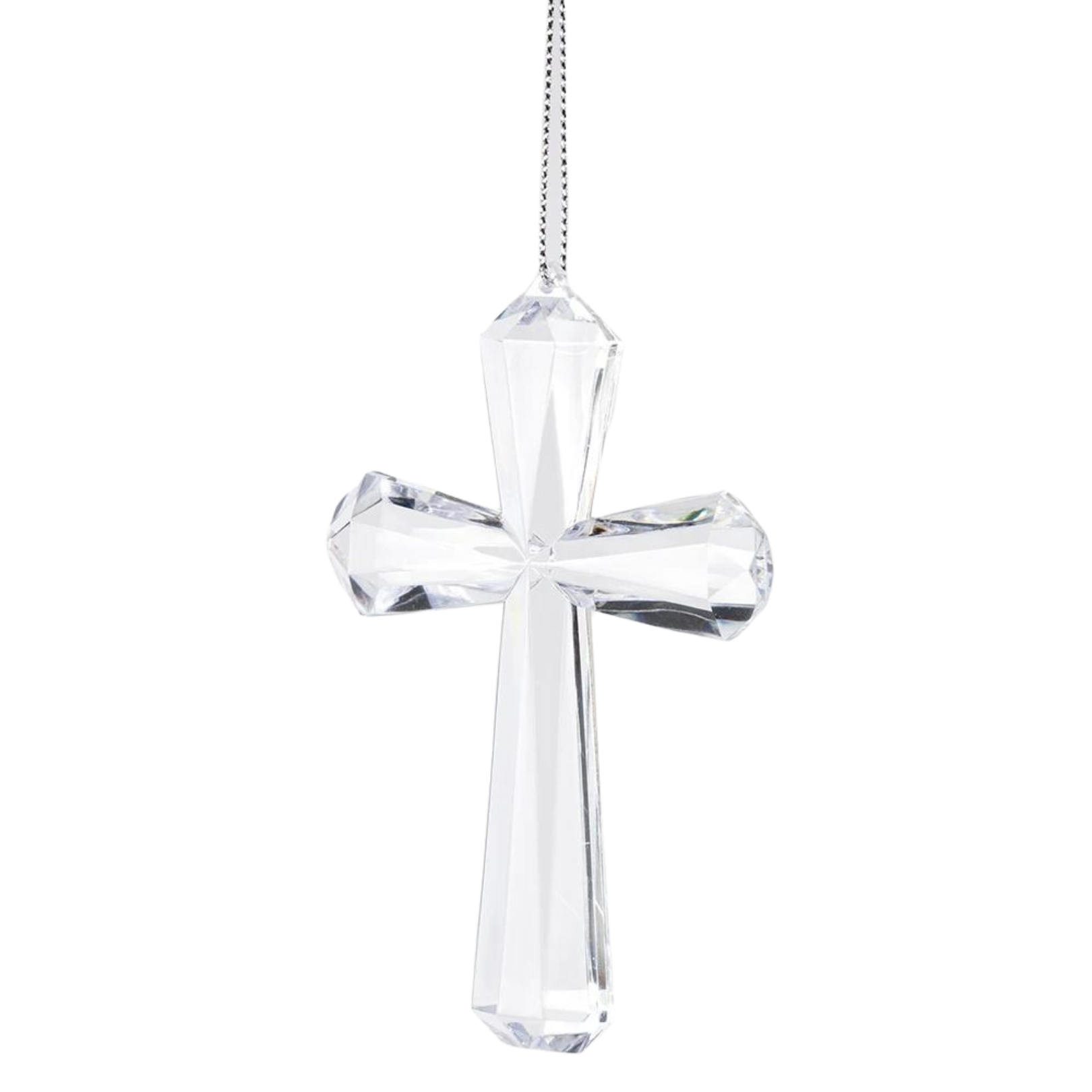 Large Crystal Crucifix Hanging Ornament - 10cm, Radiant Acrylic Faceted Design