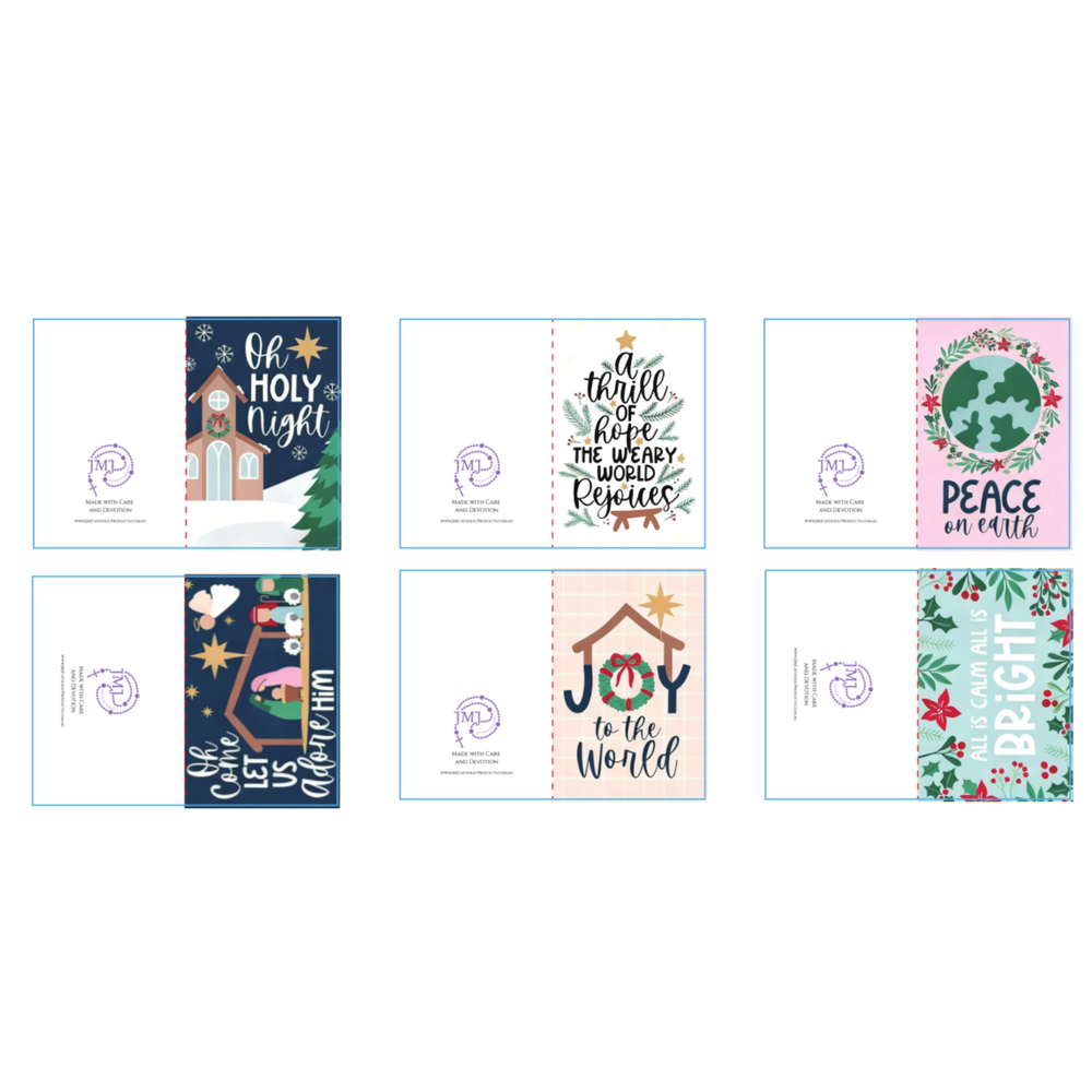 Christian Christmas Cards Set - 6 Pack, Modern & Unique Designs