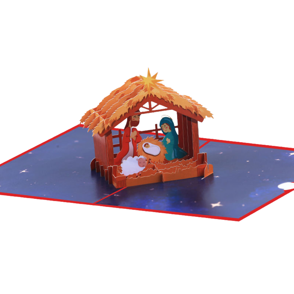 3D Pop-Up Christmas Nativity Card - Holy Family Display Scene