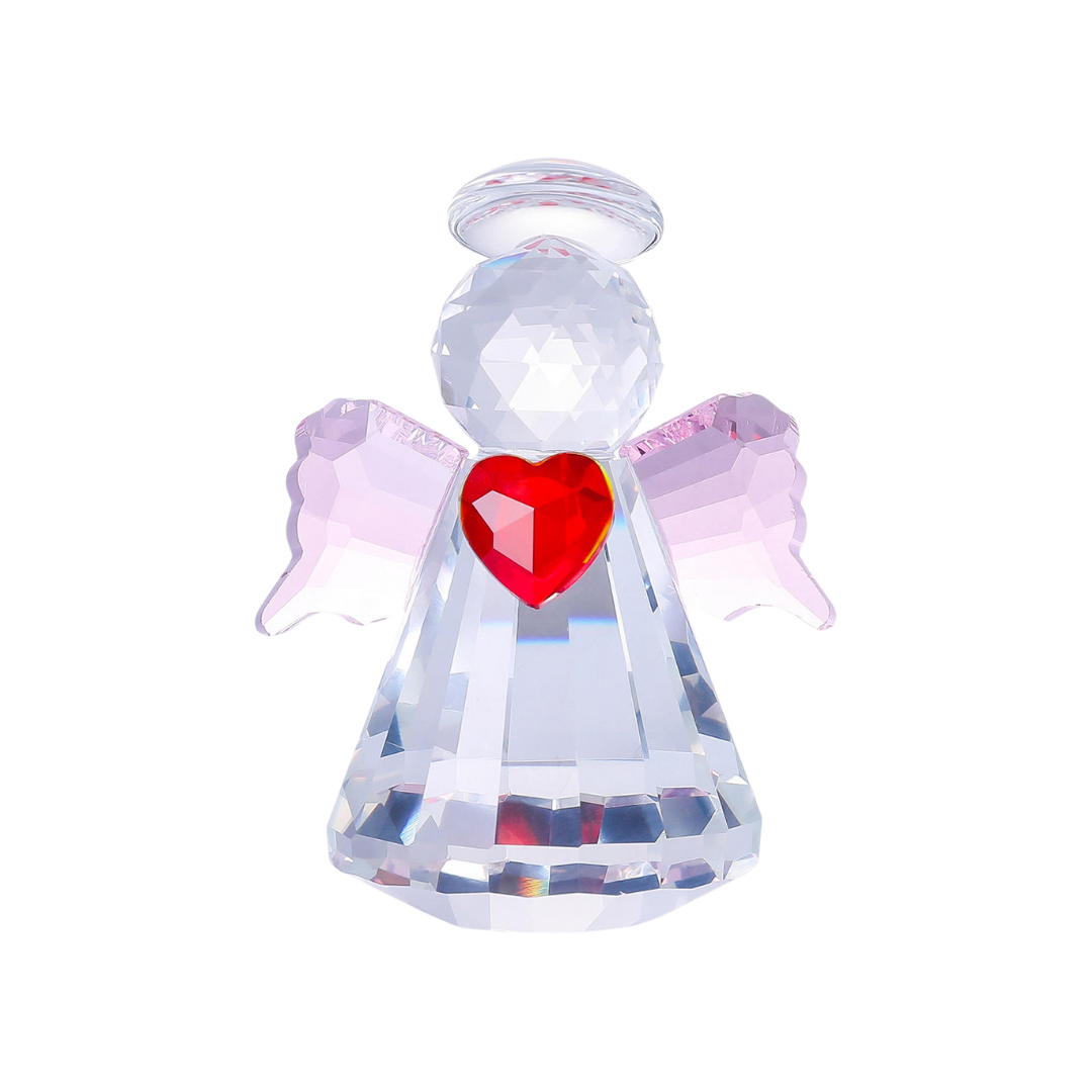 Crystal Angel Figurine - Clear with Red Heart
