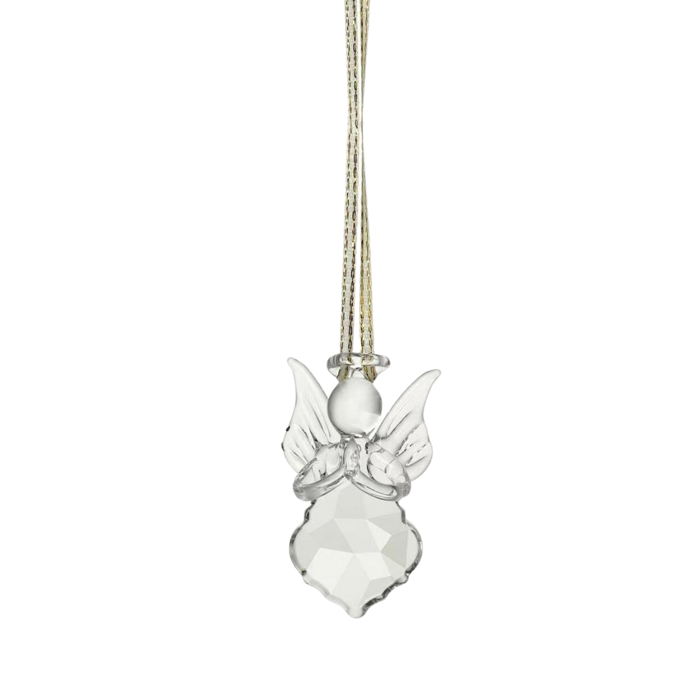 Crystal Angel Hanging Ornament - Clear Crystal Gold Thread Keepsake