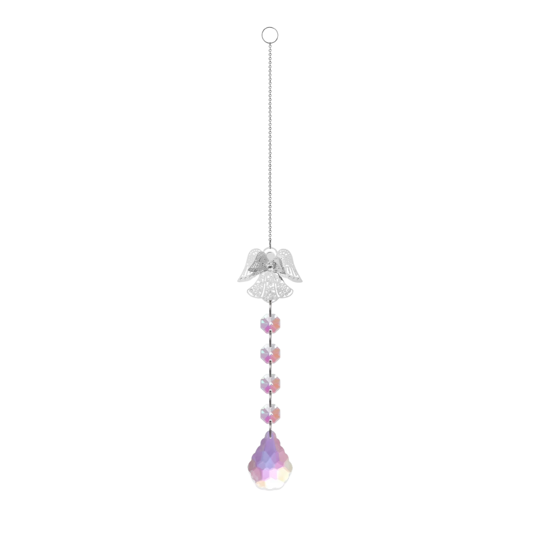 Crystal Angel Suncatcher Ornament – 33 cm, Light-Reflecting Beads & Pendant