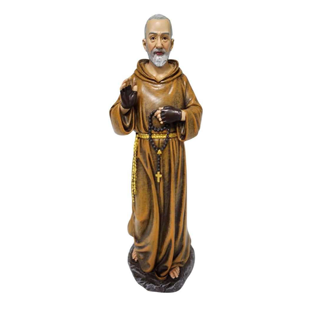 Statue of Saint Pio Ornamental Statue Figurine - Hand Painted Resin - Medium (15cm)