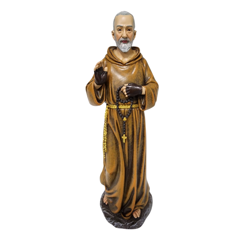 Statue of Saint Pio Ornamental Statue Figurine - Hand Painted Resin - Medium (15cm)