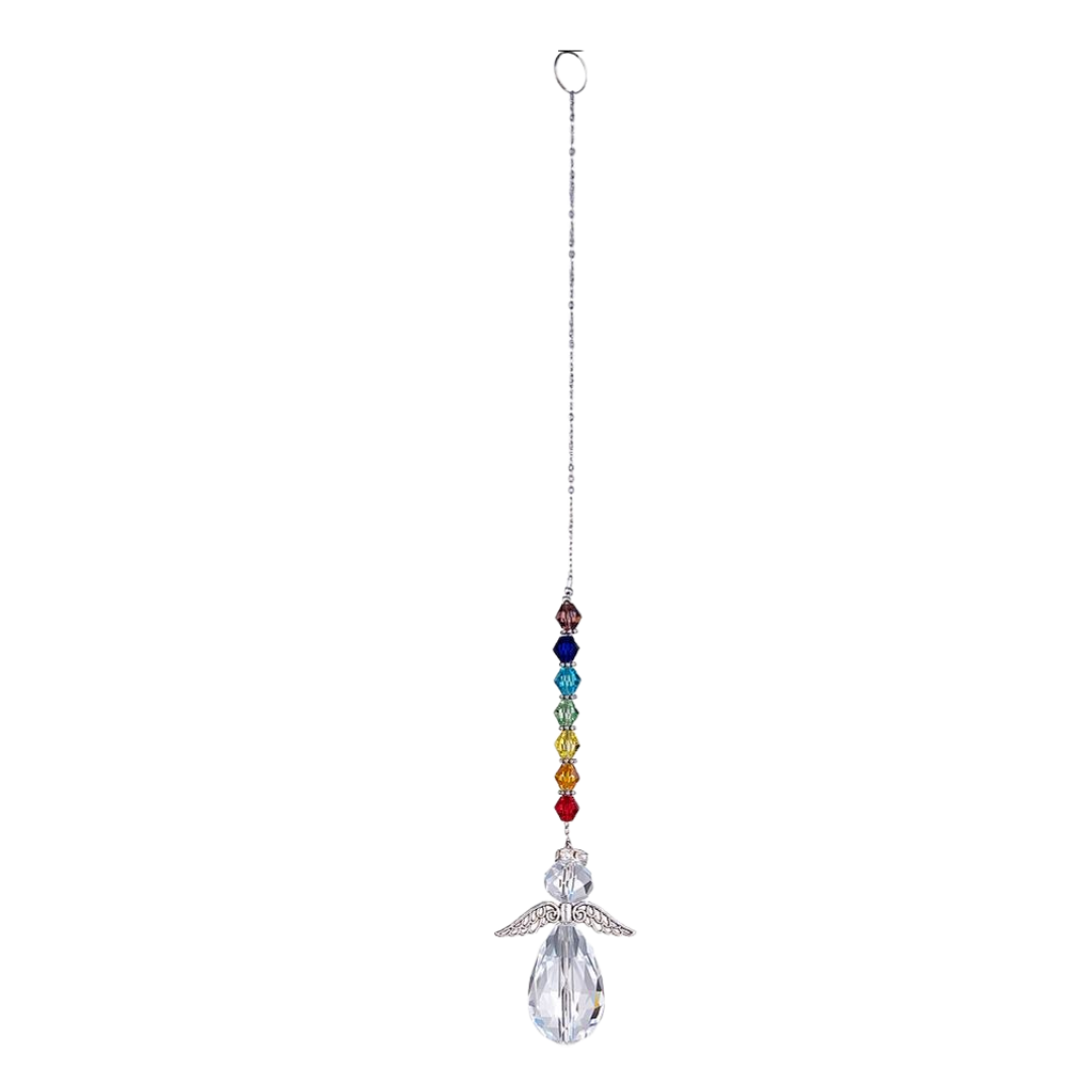 Crystal  Angel Pendant Ornament with Rainbow Beads