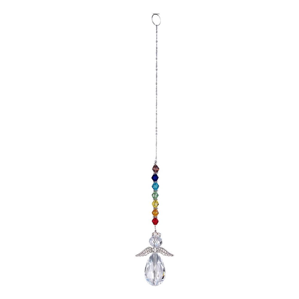 Crystal  Angel Pendant Ornament with Rainbow Beads