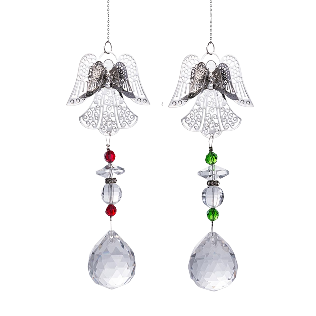 Angel Pendant Crystal Hanging Prism – Light-Reflecting Red or Green Accents