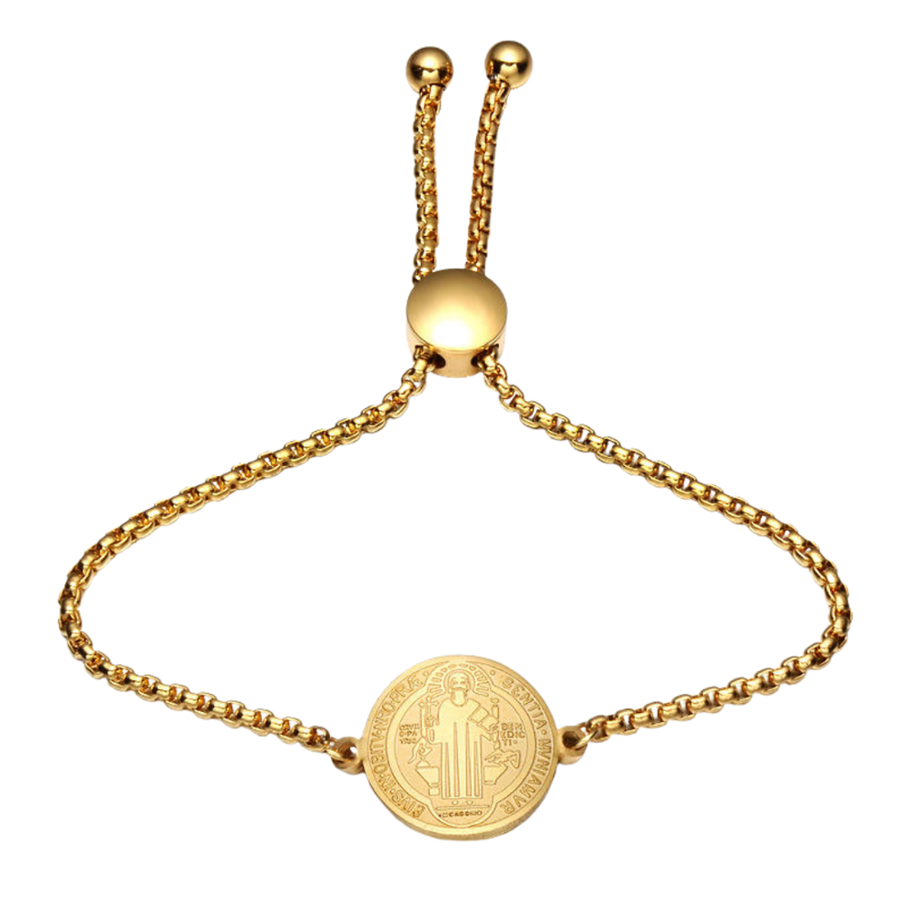Saint Benedict, 18K Gold-Plated Medal Bracelet - Gold