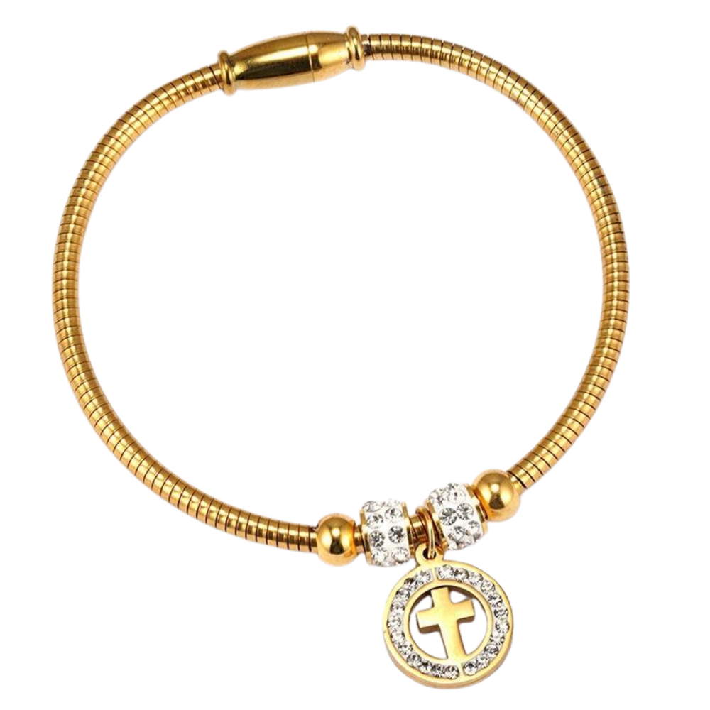 Catholic Crucifix Bracelet – Adjustable, Gold-Plated