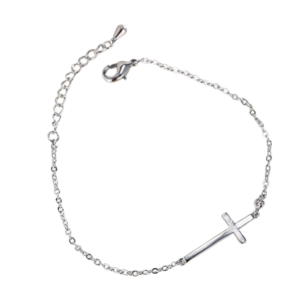 Catholic Crucifix Silver Bracelet – Adjustable Chain