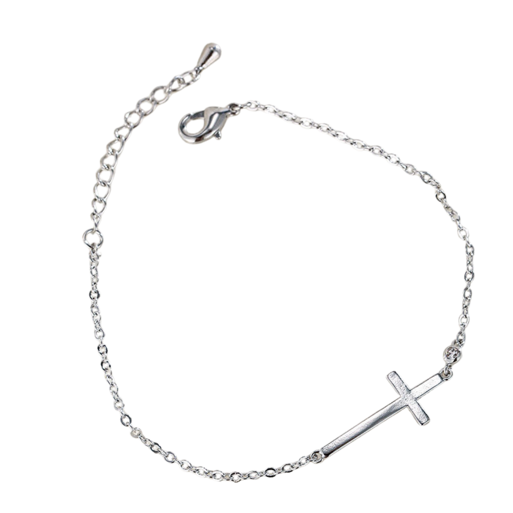 Catholic Crucifix Silver Bracelet – Adjustable Chain