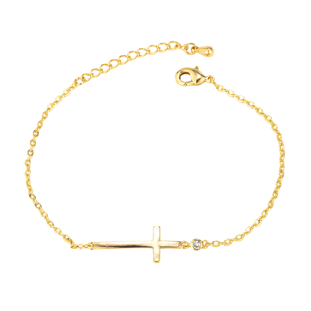 Catholic Crucifix Gold Bracelet – Adjustable Chain