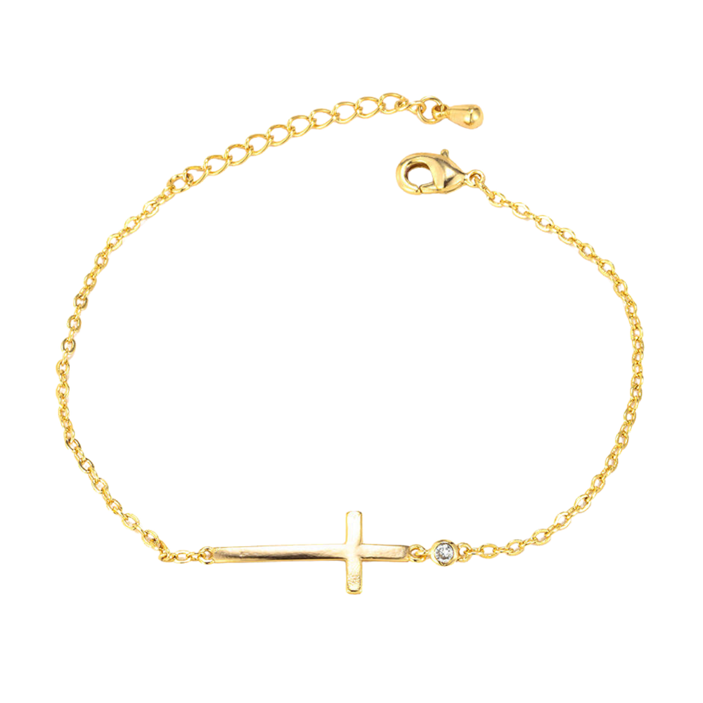 Catholic Crucifix Gold Bracelet – Adjustable Chain