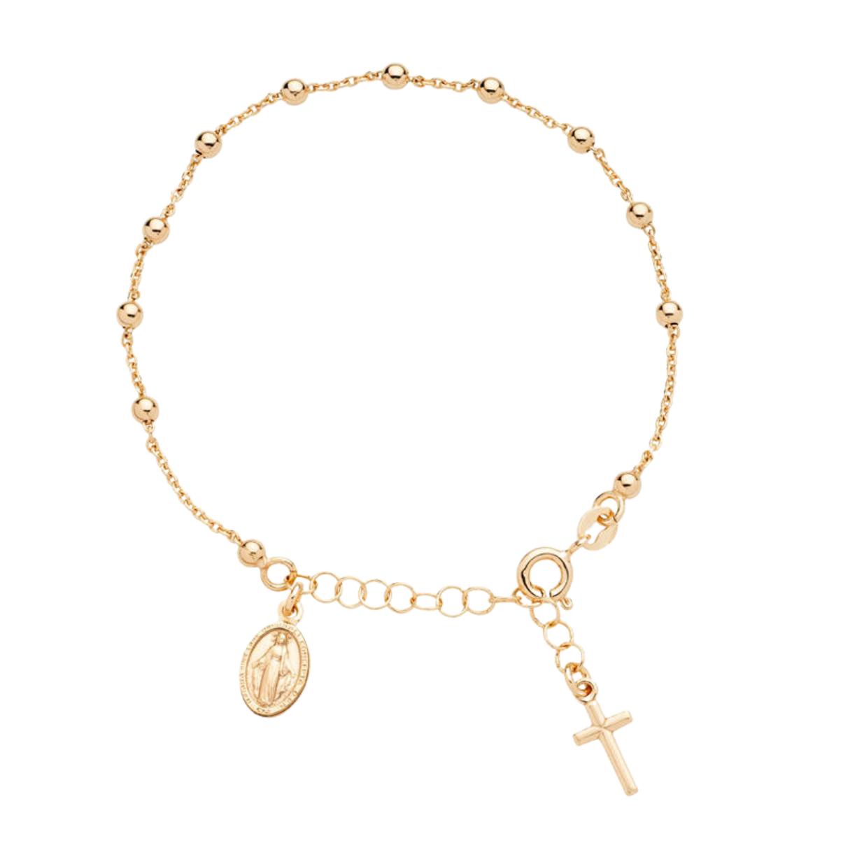 Gold Plated Beaded Rosary Bracelet – Adjustable