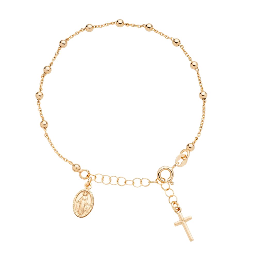 Gold Plated Beaded Rosary Bracelet – Adjustable