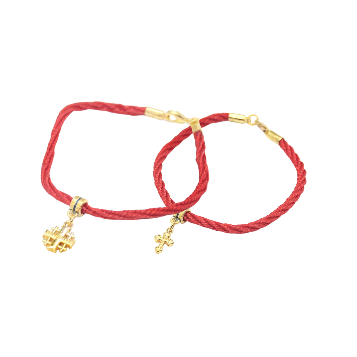 Red Rope Bracelet with Gold Plated Crucifix – 2 Designs