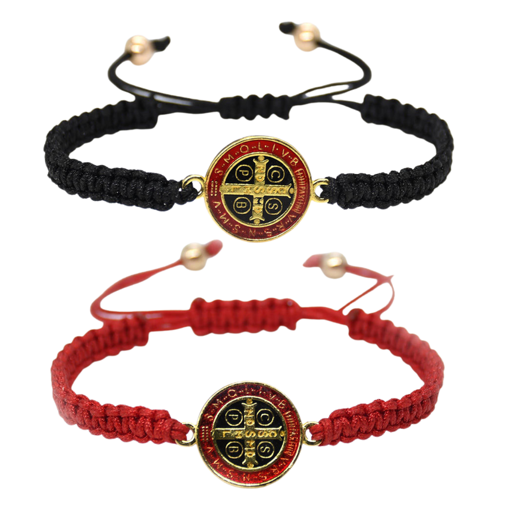Catholic Religious St. Benedict Bracelet (Red & Black)