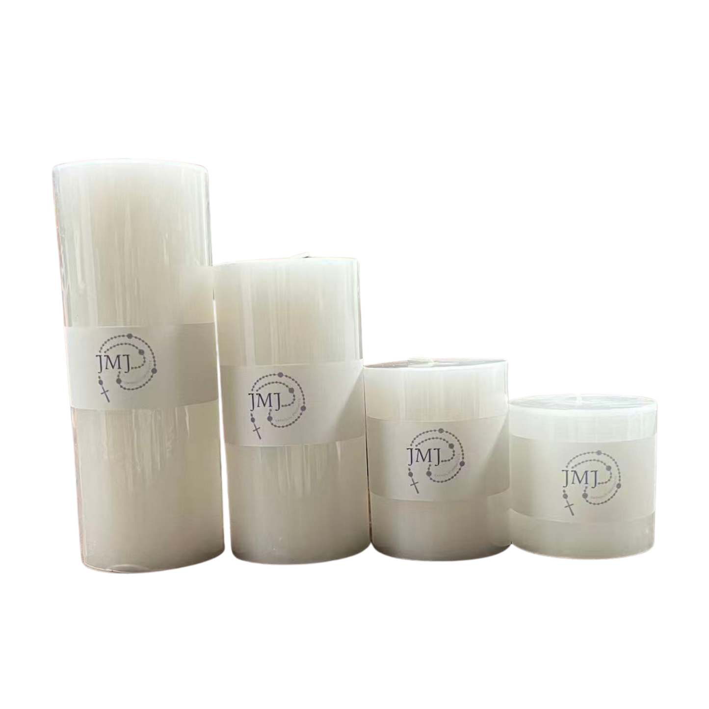 JMJ Devotional Pillar Candle in White - Slow Burning 2 to 50 Hour Options