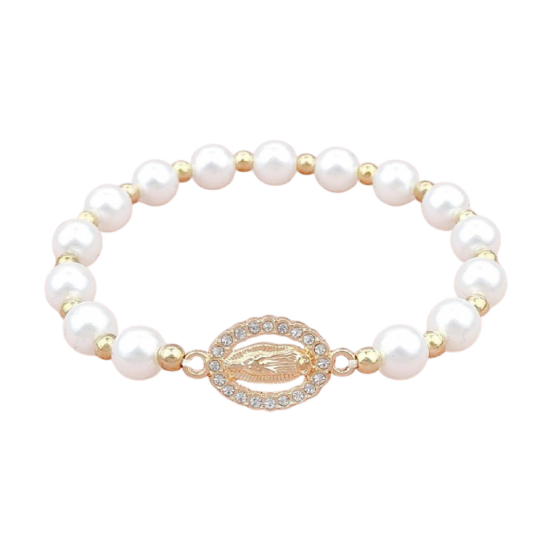 First Communion Virgin Mary Charm Rosary Bracelet