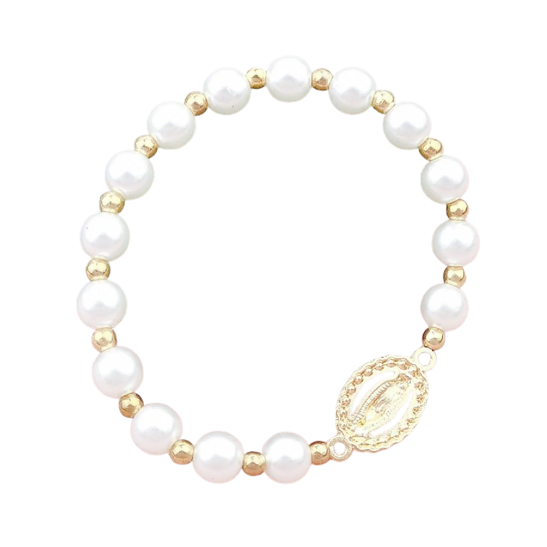 First Communion Virgin Mary Charm Rosary Bracelet