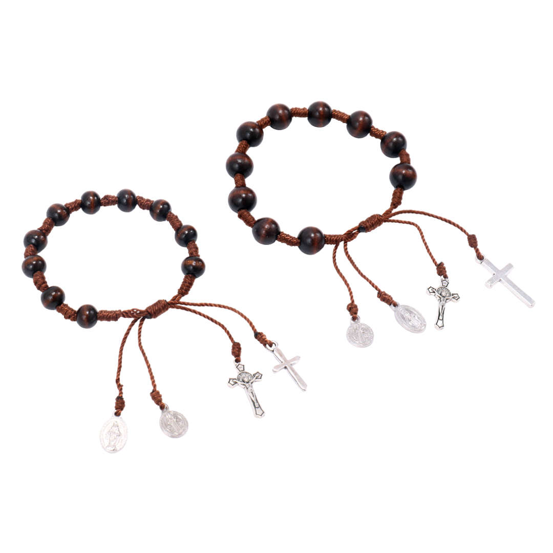 Wooden Adjustable, Decade Rosary Bracelet – Small & Large Size