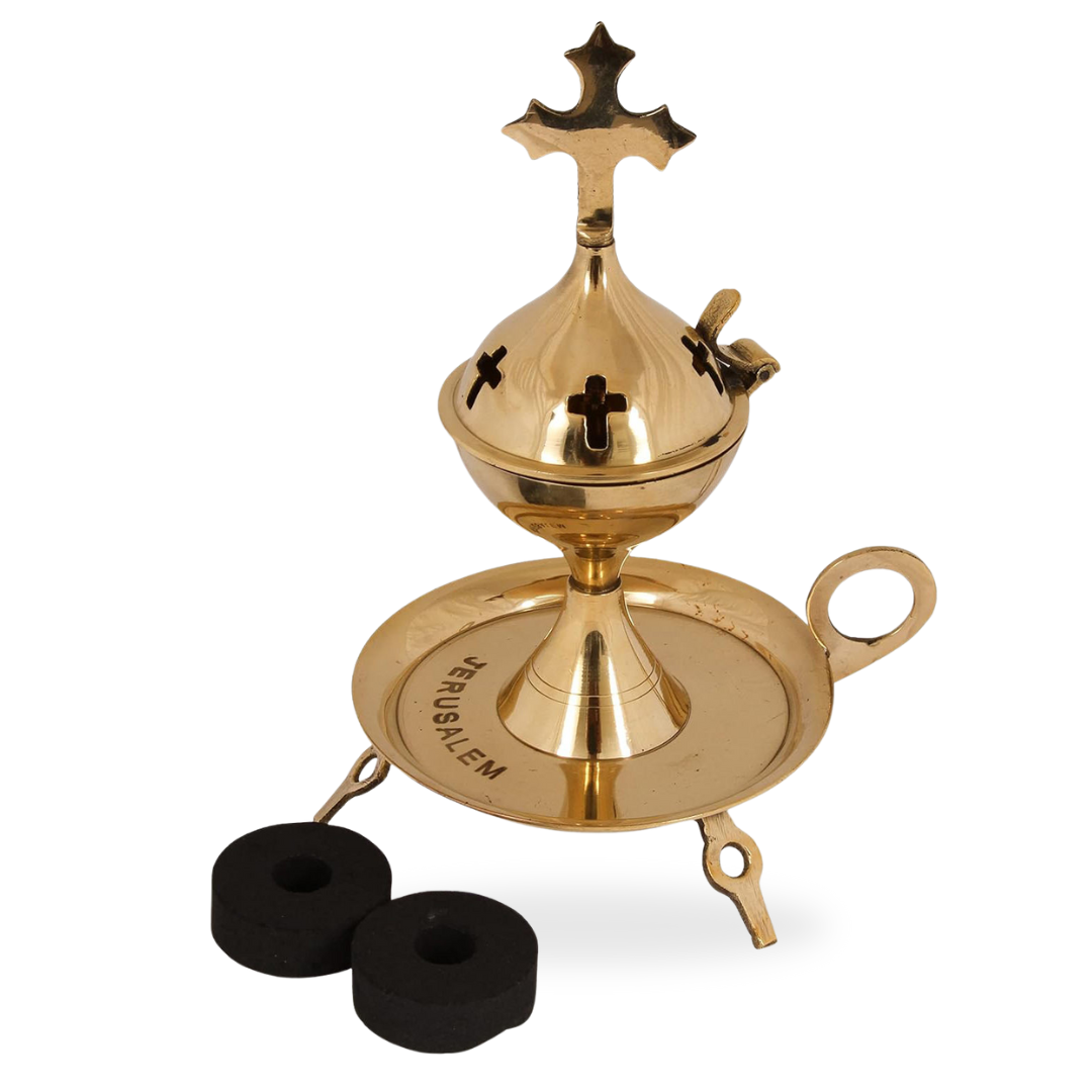Polished Brass Hand-Crafted Incense Burner – Jerusalem