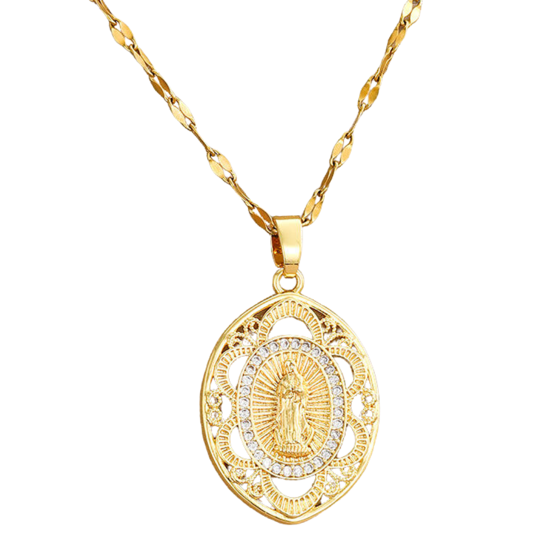 Our Lady of Guadalupe Pendant Necklace – Copper with 18K Gold-Plating (45cm chain)