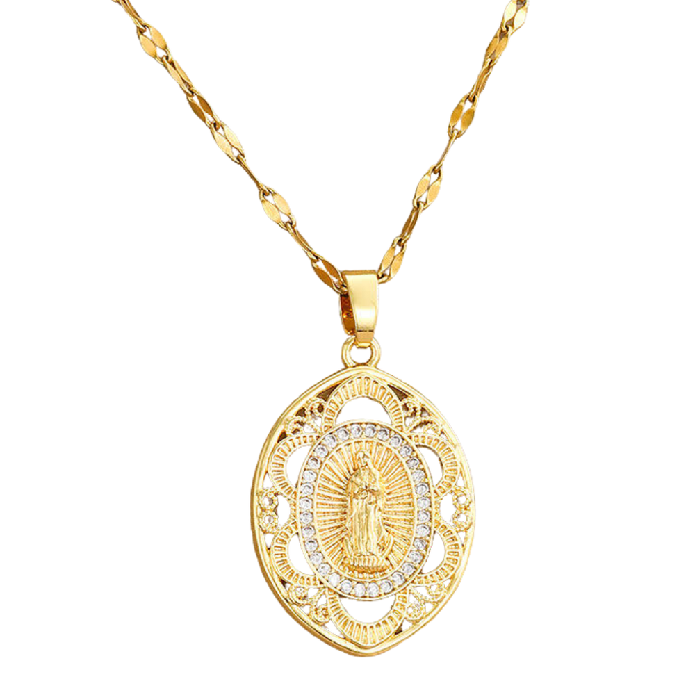 Our Lady of Guadalupe Pendant Necklace – Copper with 18K Gold-Plating (45cm chain)