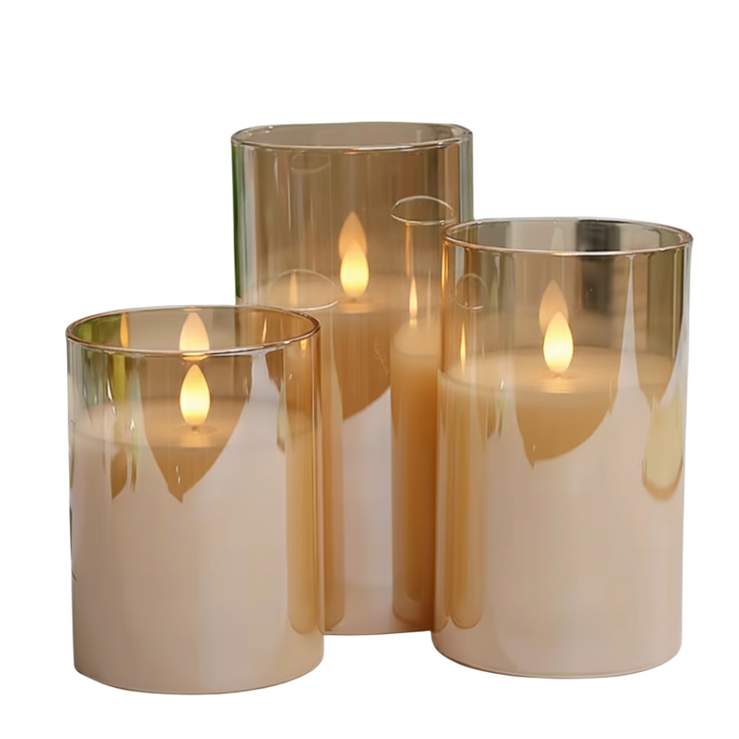 Amber Glass + Real Wax Devotional LED Pillar Candle (3 sizes available)