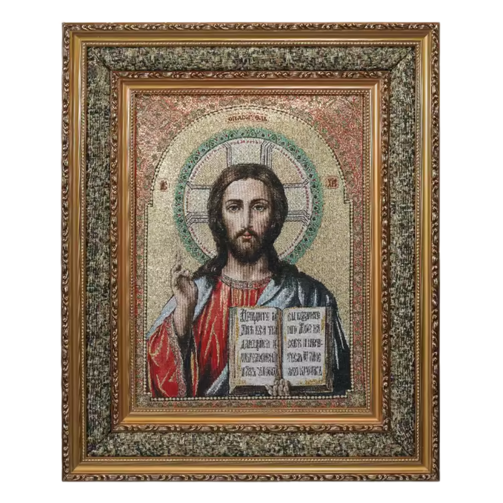 Jesus Christ Framed Tapestry - Wall Hanging with Back Hook (43 x 53 cm)