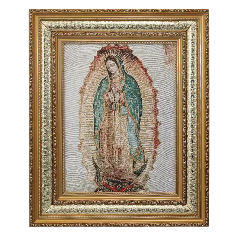 Our Lady of Guadalupe Framed Tapestry - Wall Hanging with Back Hook (43 x 53 cm)