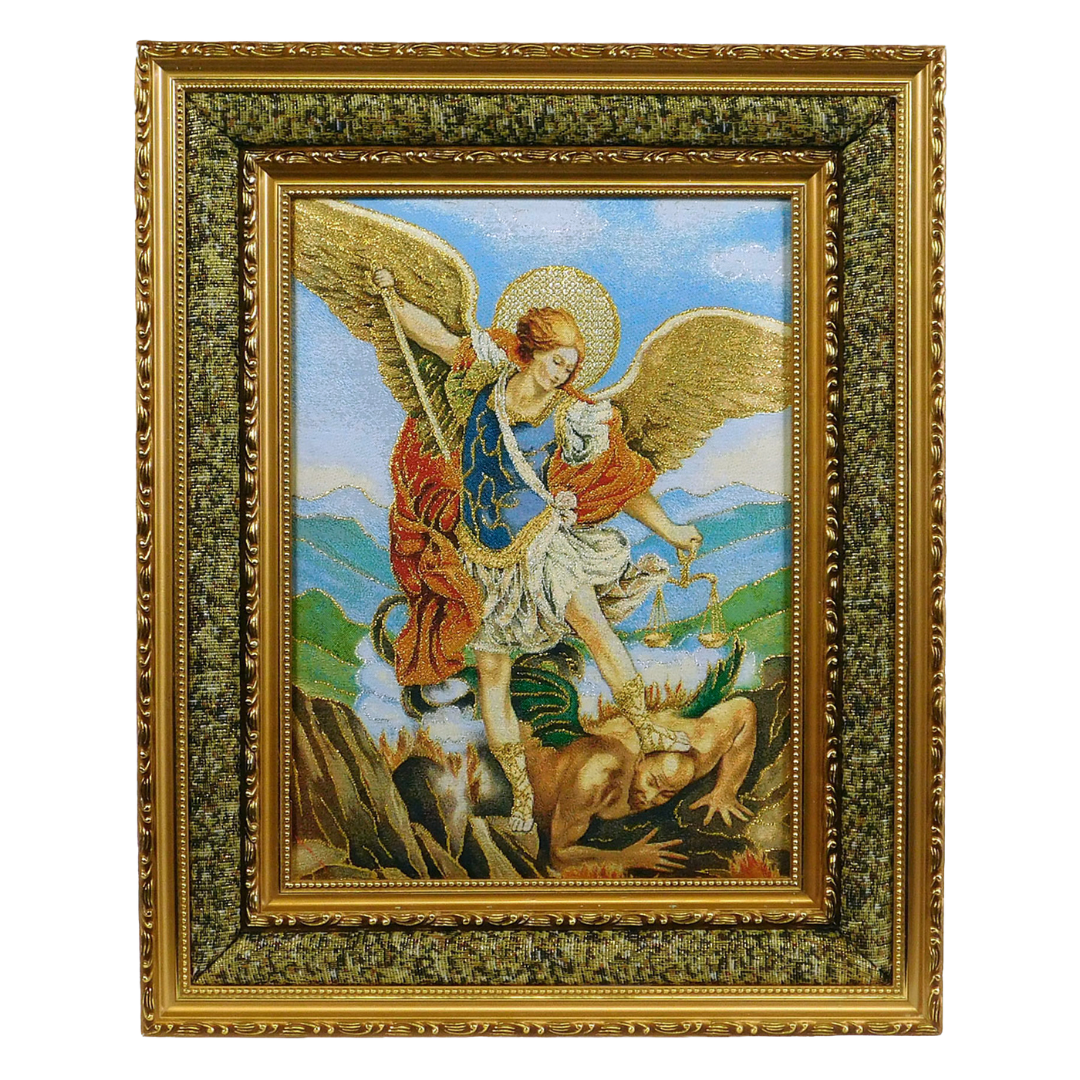 Saint Michael the Archangel Framed Tapestry - Wall Hanging with Back Hook (43 x 53 cm)