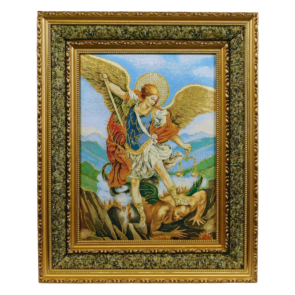 Saint Michael the Archangel Framed Tapestry - Wall Hanging with Back Hook (43 x 53 cm)