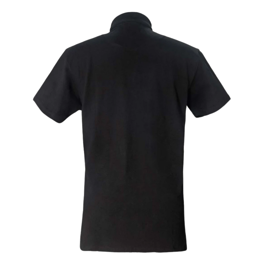 Men’s Short Sleeve Tab Collar Clergy Polo Shirt – Black (100% Cotton)