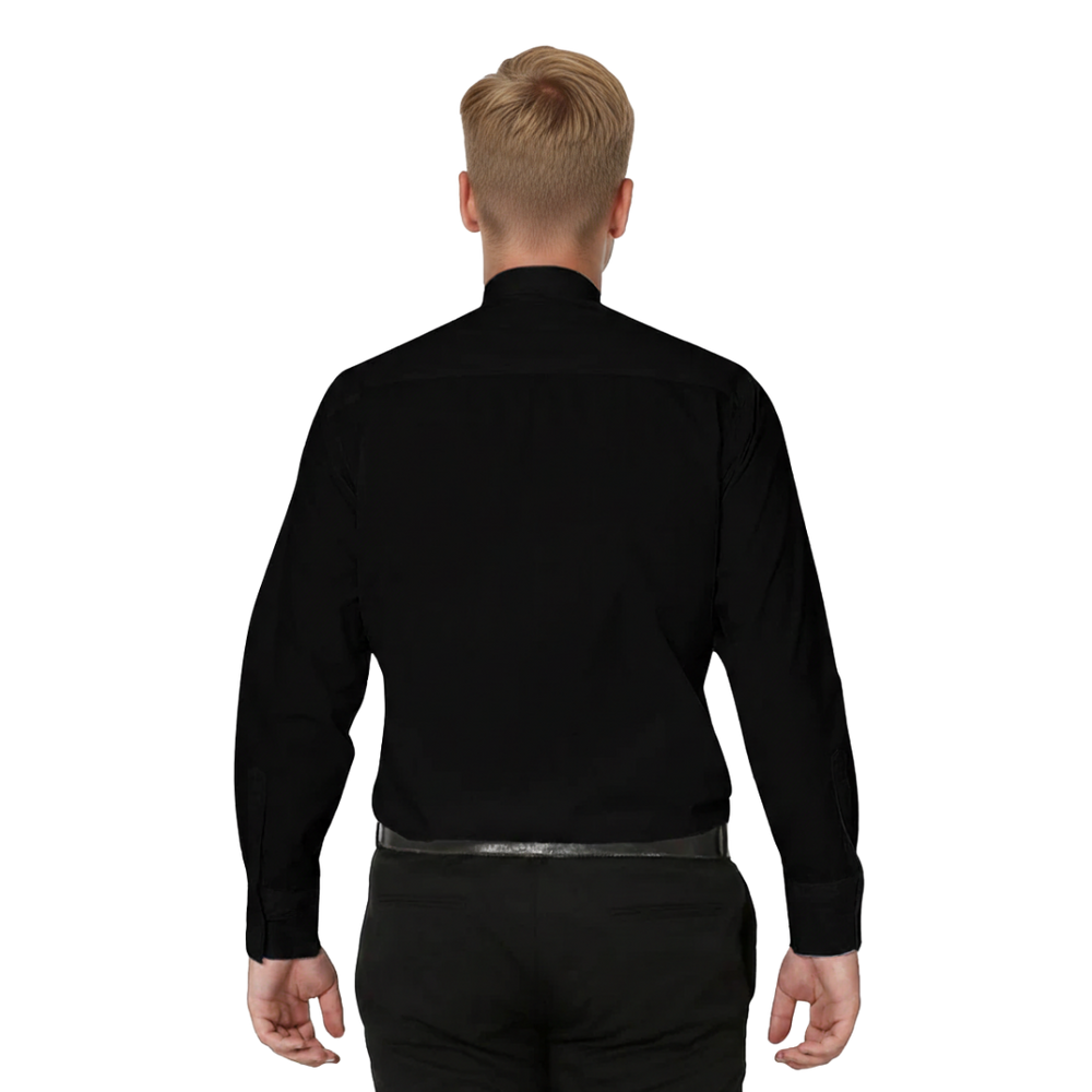 Men’s Long Sleeve Tab Collar Clergy Shirt – Black (100% Cotton)