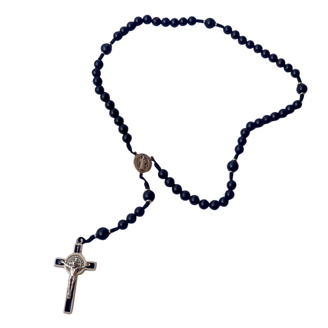 St Benedict Wooden Rosary with Crucifix – Australian Made (45cm Length)