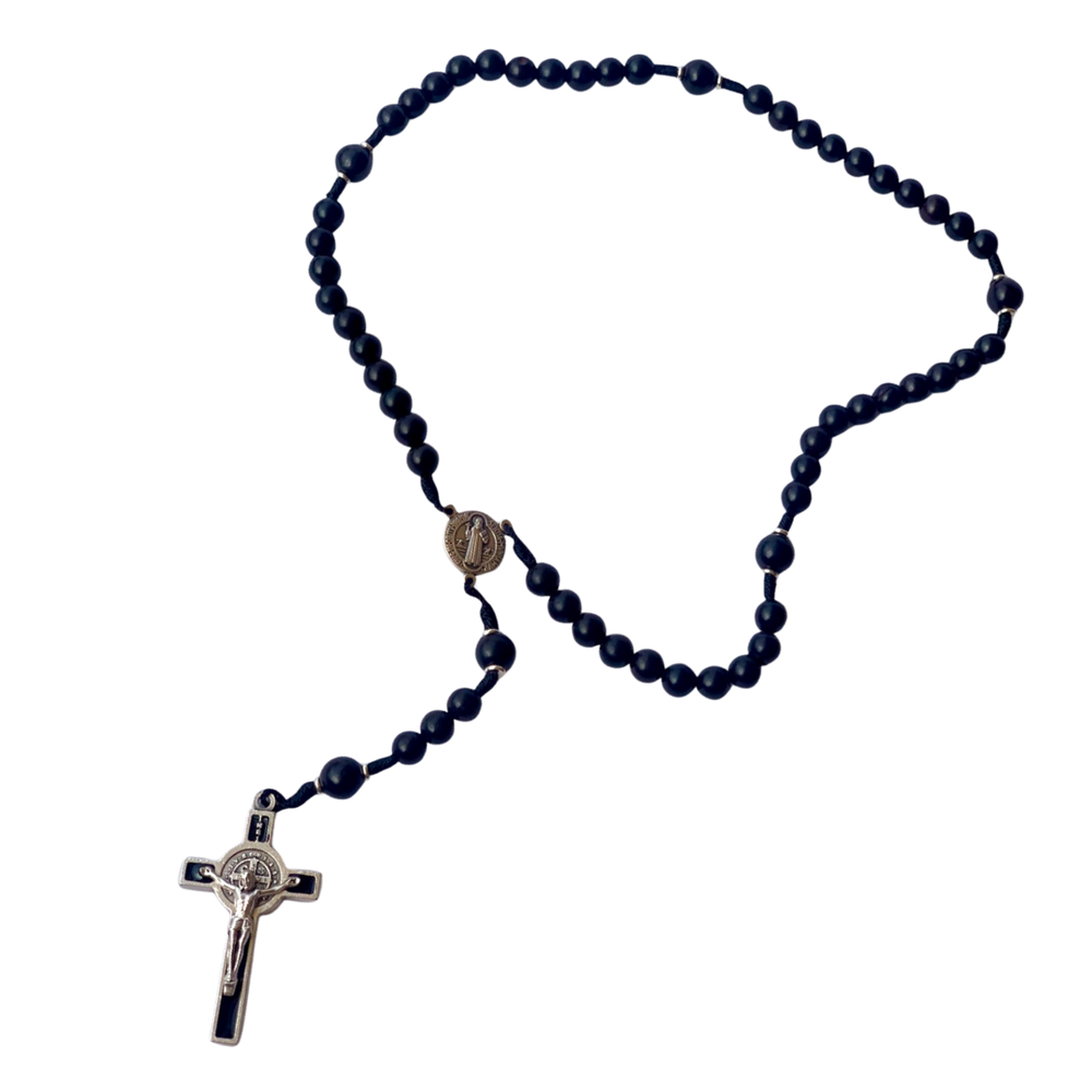 St Benedict Wooden Rosary with Crucifix – Australian Made (45cm Length)