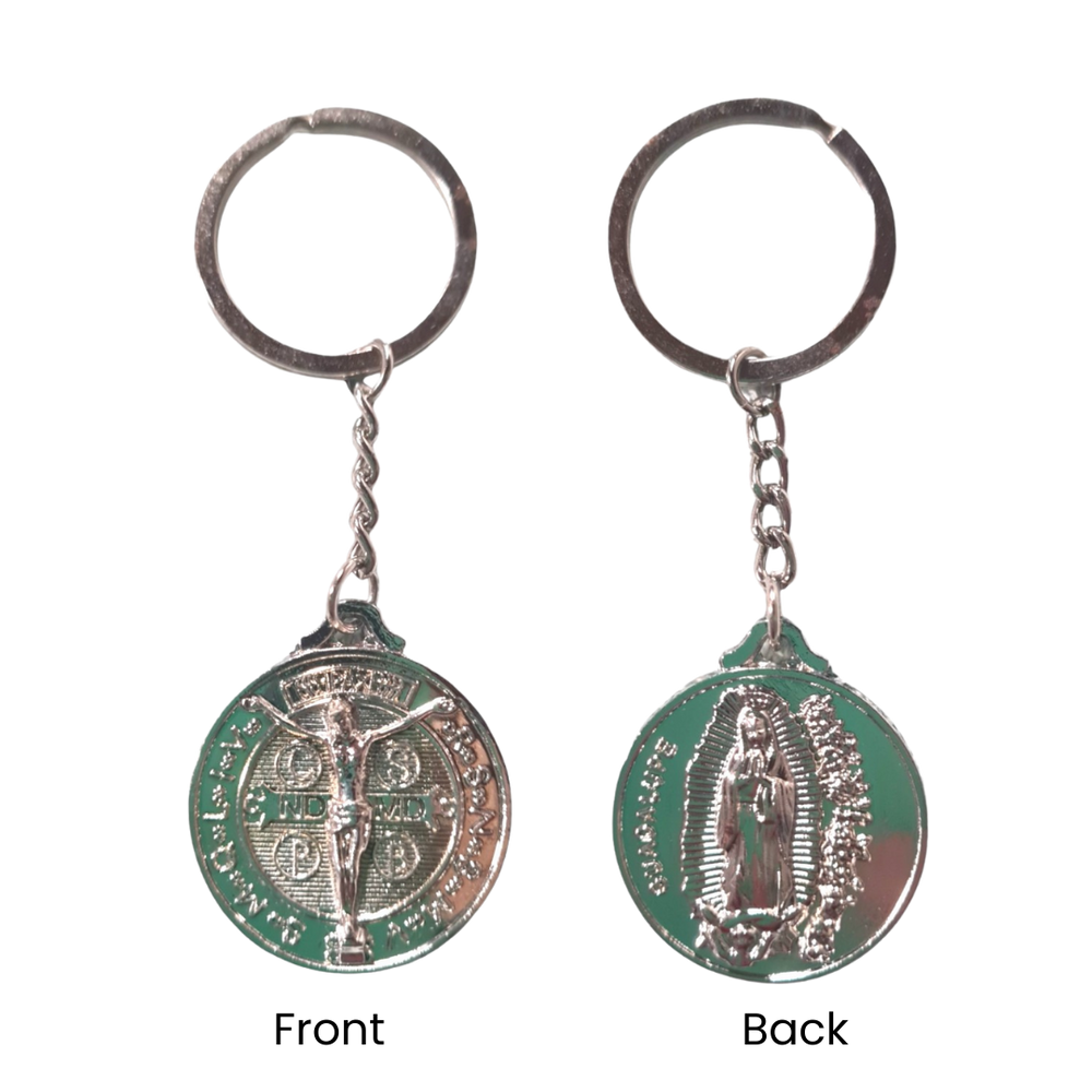 Our Lord and Our Lady of Guadalupe Silver Key Ring - 12cm