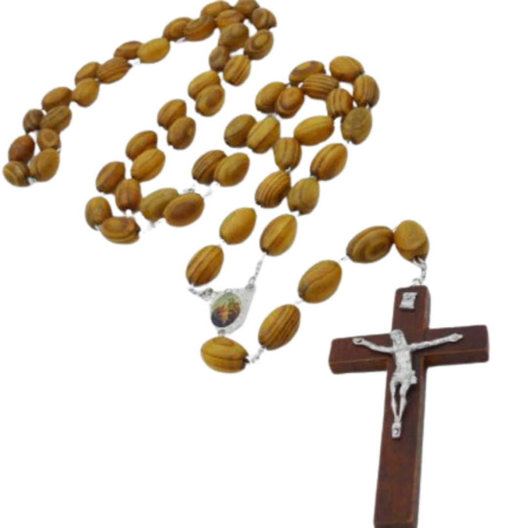 Holy Family – Big Wall Wooden Bead Rosary (152cm Length)