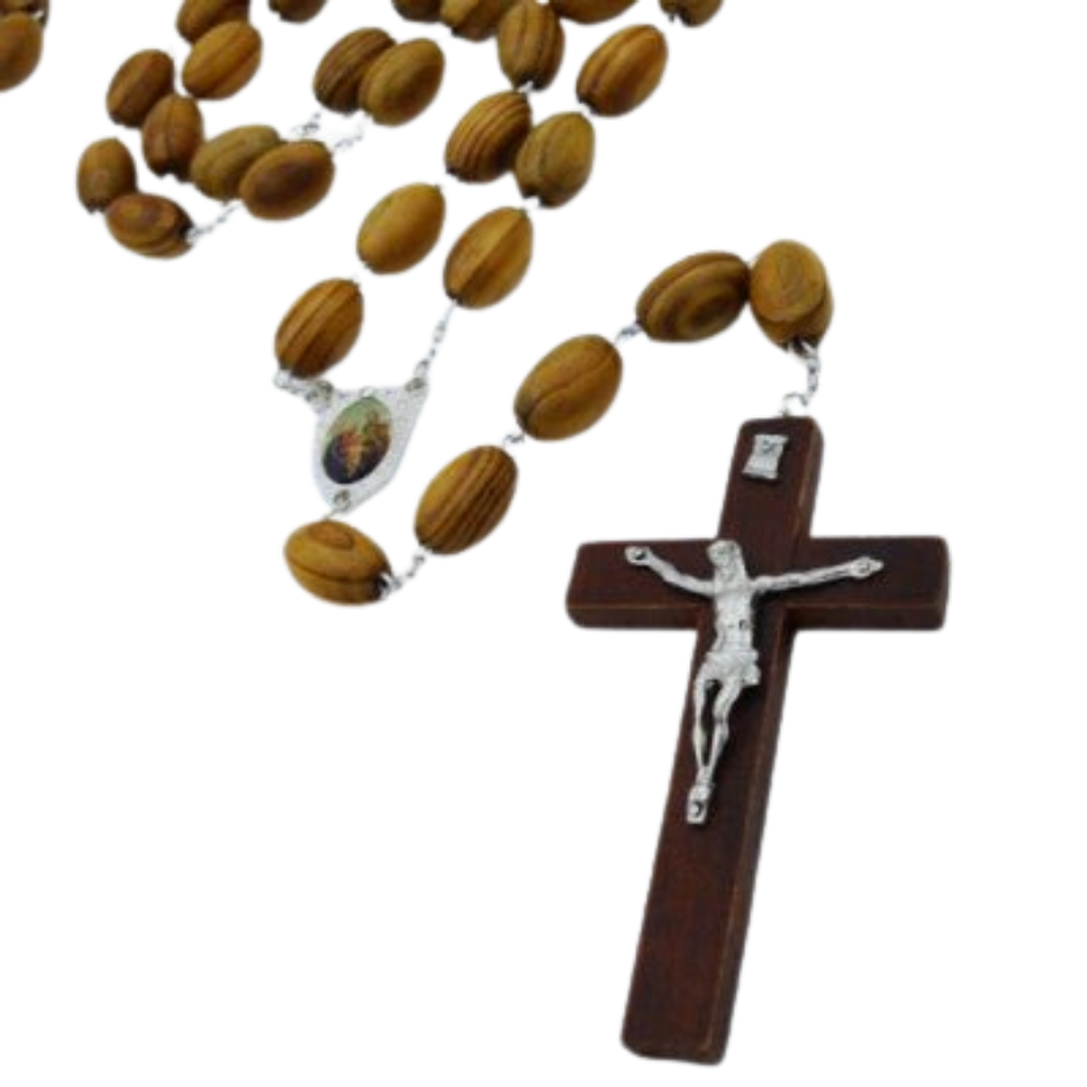 Holy Family – Big Wall Wooden Bead Rosary (152cm Length)