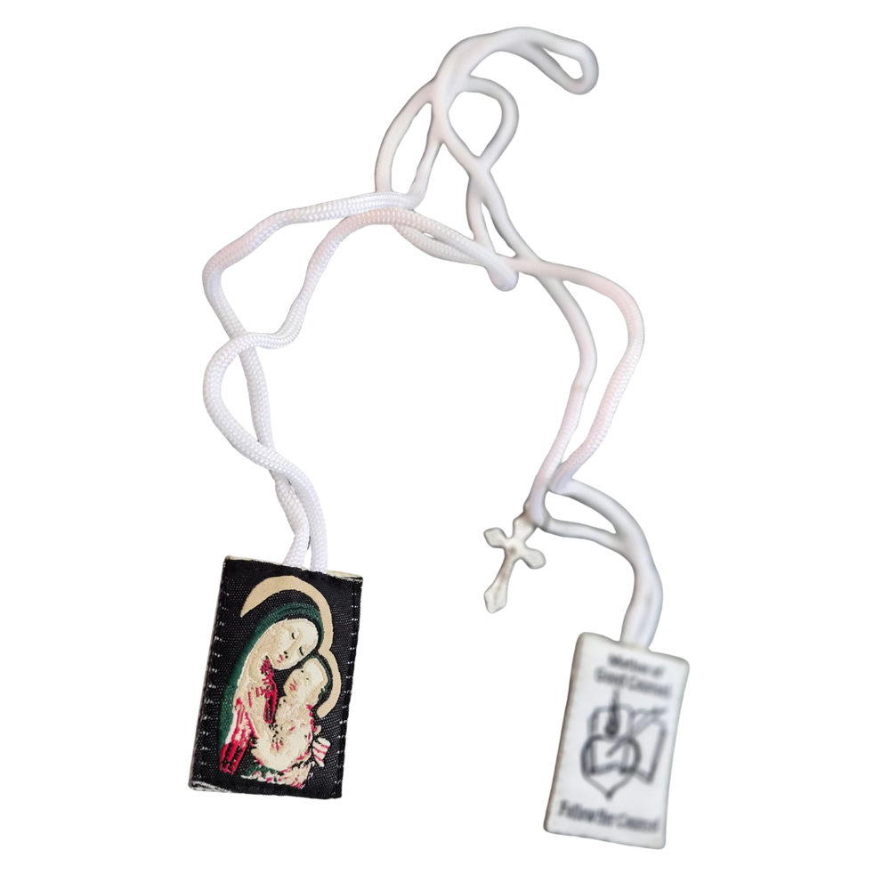 Mother of Good Counsel Scapular – Version 2 (Wool Back - 1.75 cm Height | 56 cm Cord)