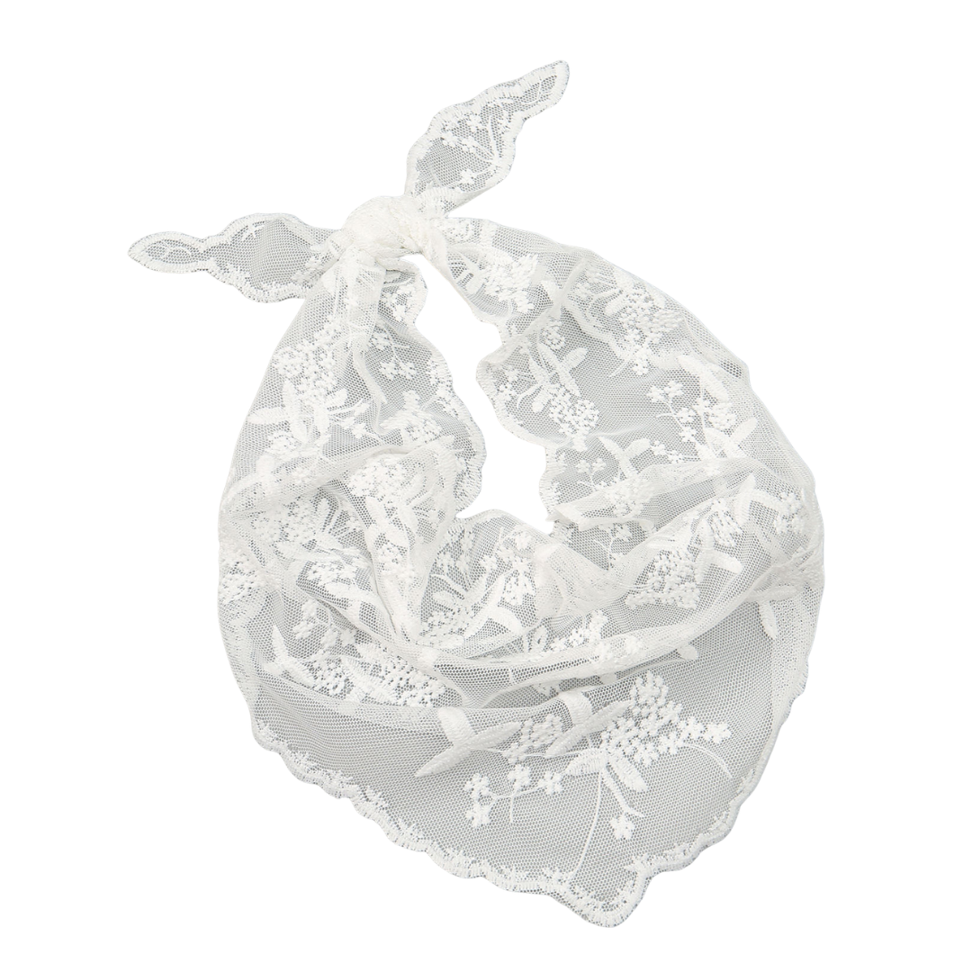 Kid's / Children's Lace Mantilla Veil - Floral White (90 x 25 cm)