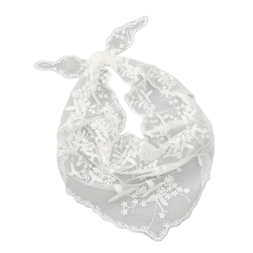 Kid's / Children's Lace Mantilla Veil - Floral White (90 x 25 cm)