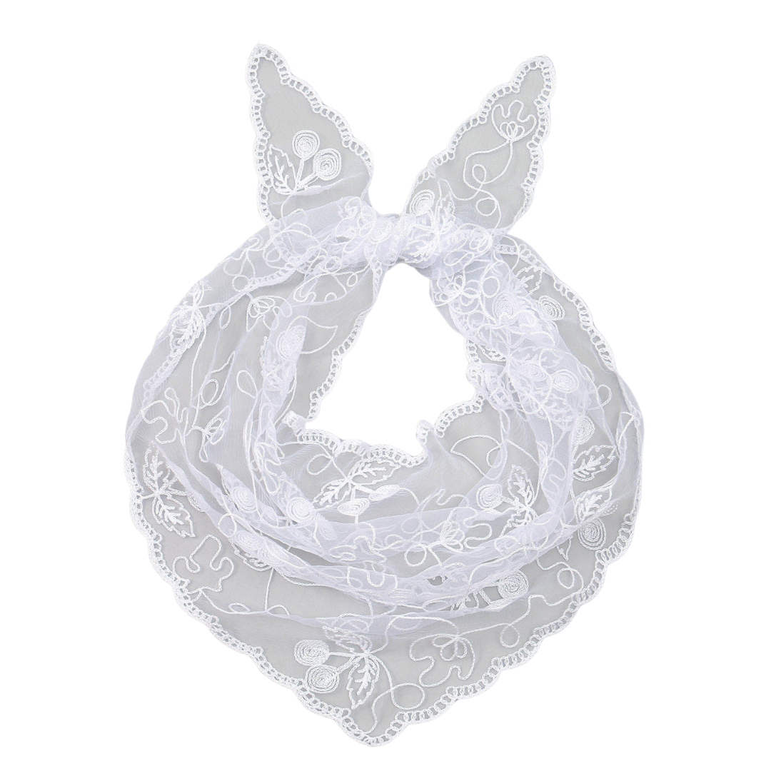 Kid's / Children's Lace Mantilla Veil - Floral White (90 x 25 cm)