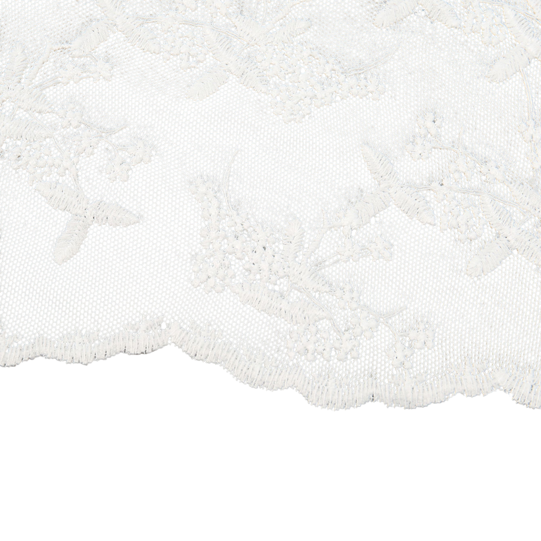 Kid's / Children's Lace Mantilla Veil - Floral White (90 x 25 cm)