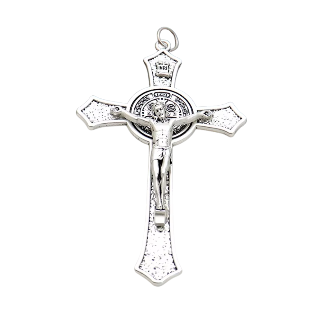 Metal Crucifix Pendant with St. Benedict Medal