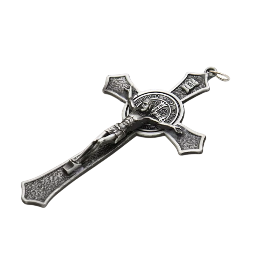 Metal Crucifix Pendant with St. Benedict Medal